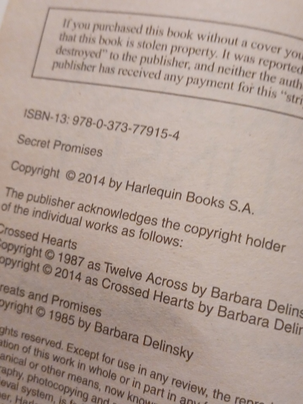 $4 Add-onBarbara Delinsky "Secret Promises" - Paperback (2 Books In 1) - Picture 6 of 7